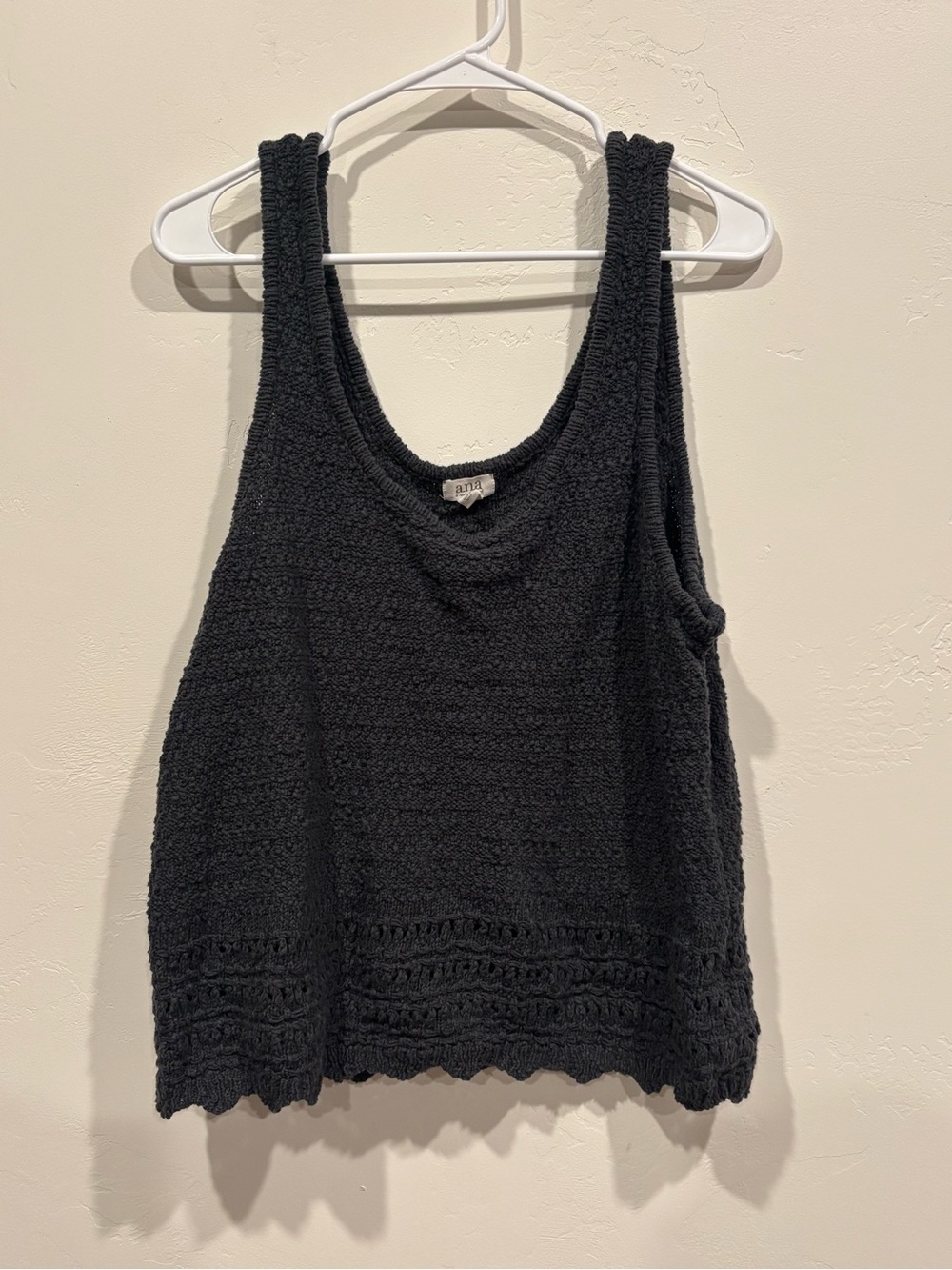 a.n.a Blue Textured Knit Tank Top